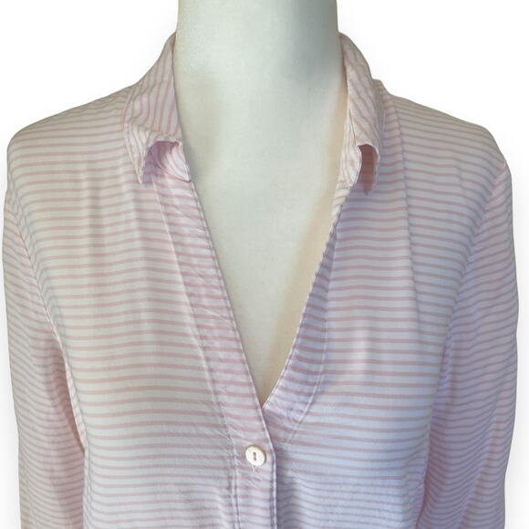 J Jill Pink Striped Button Down Blouse - Picture 2 of 7